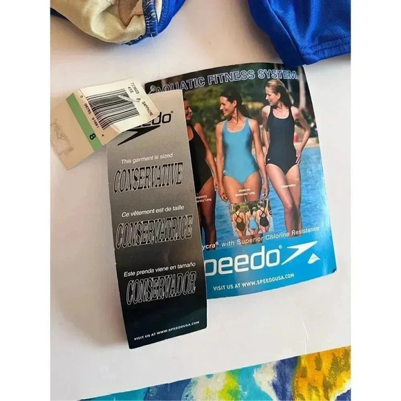 SPEEDO blue swimming one piece X back size 8 NWT - Picture 6 of 7